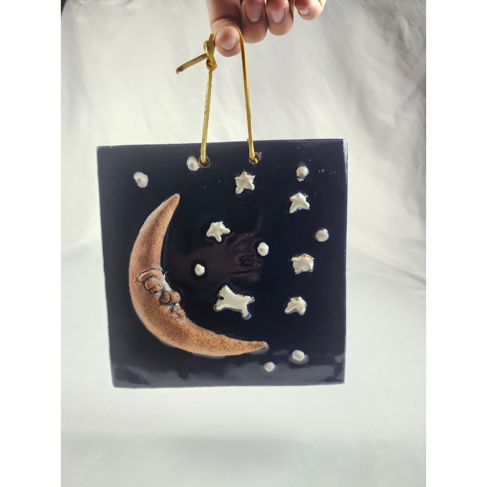 Studio Pottery Moon Stars Wall Plaque Ceramic Hanging Tile Ryan Gallery‎ Oregon